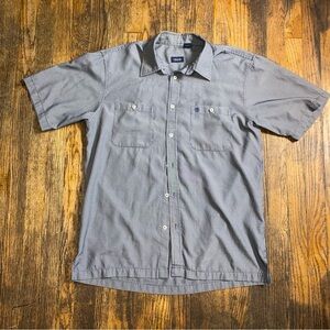 IZOD Micro Checkered Blue & White Short Sleeve Button Down Size Medium